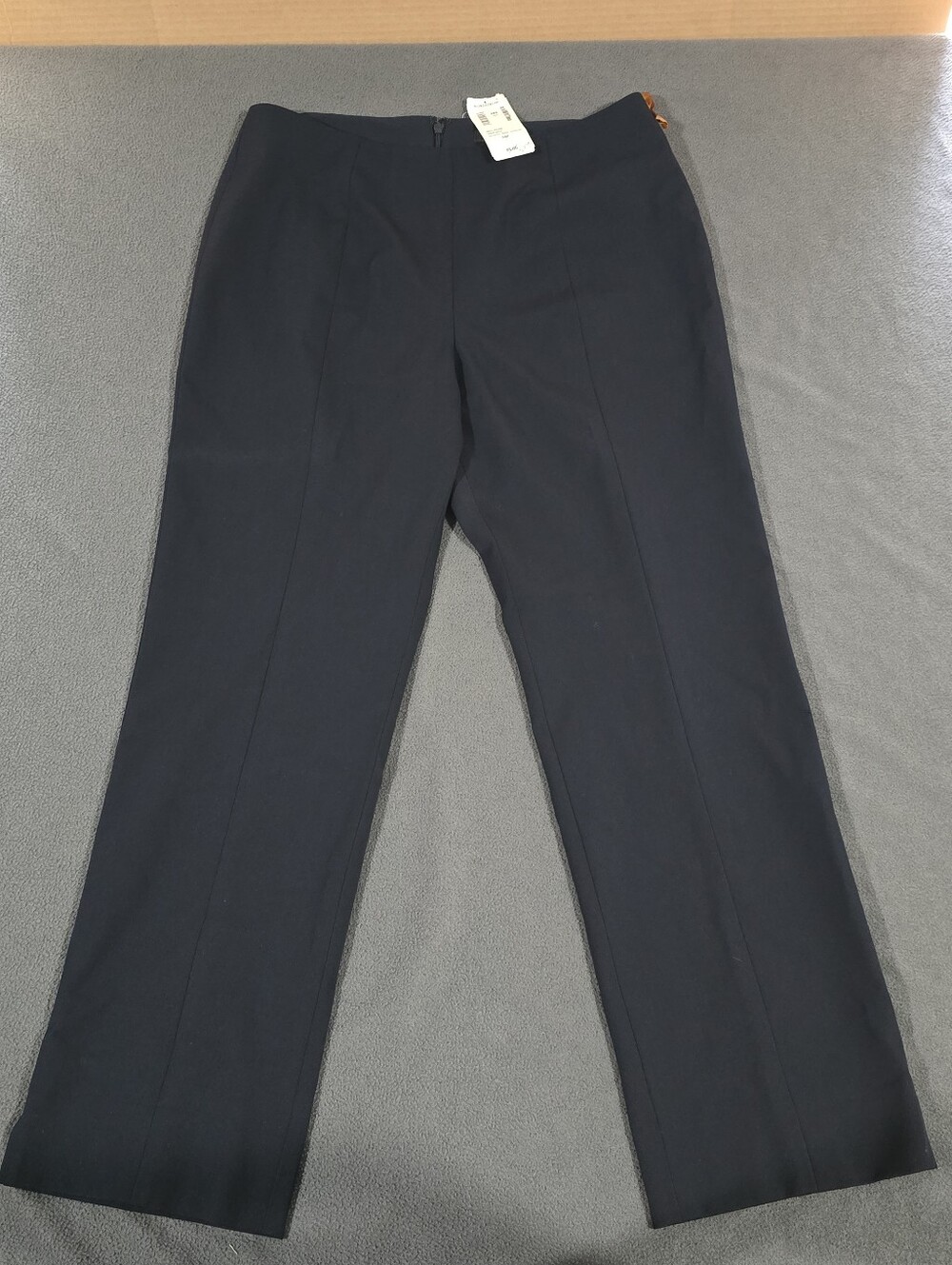 Amber Sun Essentials Navy Blue Career HighRise Women's Petite Straight Pants 14P
